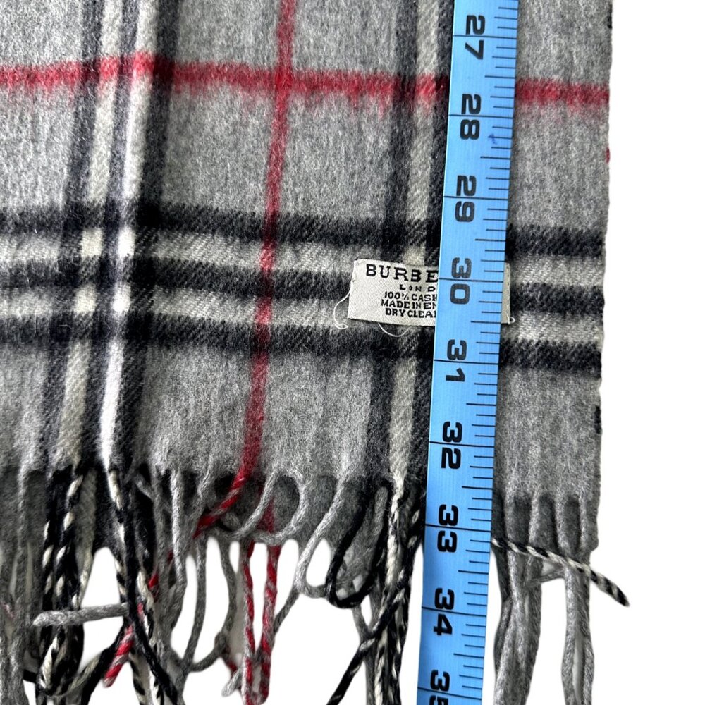Burberry Classic Check Scarf Grey 100% Cashmere Unisex Scarf Made In England - Picture 6 of 7